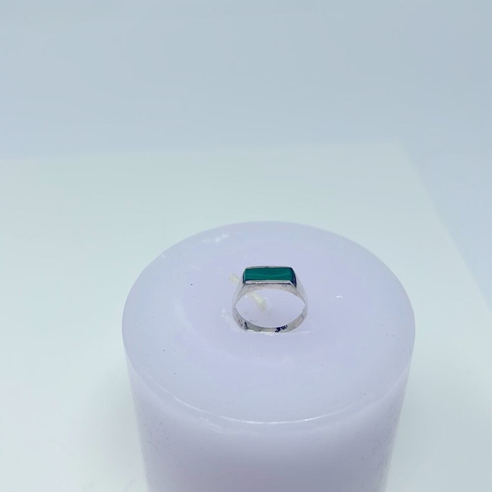 Vintage Sterling Ring 925 Silver Mexico Turquoise Inlay Delicate Band